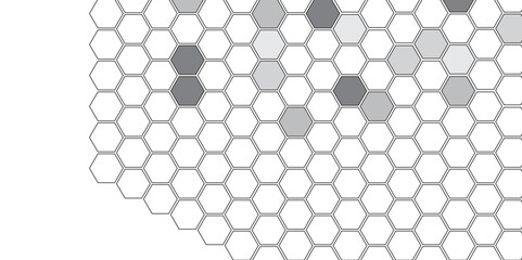 Vector geometric seamless texture symbol. Hexagon, bees hive cells pattern. Bee honey shapes. Abstract pattern with hexagonal white and gray technology line paper background.   Stylish grid texture. 
