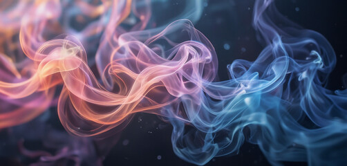 Fototapeta premium Blue and Pink Smoke Waves Flowing with Neon Lighting
