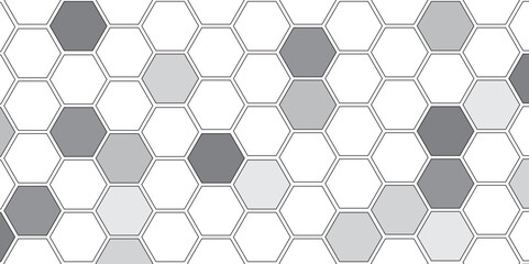 Vector geometric seamless texture symbol. Hexagon, bees hive cells pattern. Bee honey shapes. Abstract pattern with hexagonal white and gray technology line paper background.   Stylish grid texture. 
