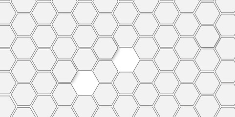 Vector geometric seamless texture symbol. Hexagon, bees hive cells pattern. Bee honey shapes. Abstract pattern with hexagonal white and gray technology line paper background.   Stylish grid texture. 
