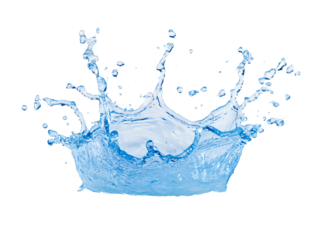 vibrant splash of clear blue water on transparent background creating dynamic droplets and waves, perfect for illustrating freshness and vitality graphic design effects