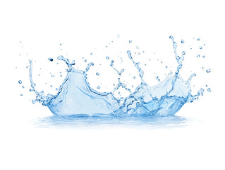 Splashing water on transparent background creates dynamic refreshing visuals showcasing droplets and waves in vibrant blue hue. This captures essence of movement and fluidity graphic design effects