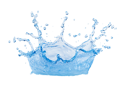 vibrant splash of clear blue water on transparent background creating dynamic droplets and waves, perfect for illustrating freshness and vitality graphic design effects