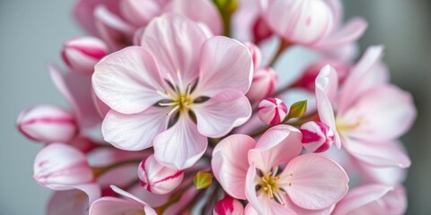 Bouquet of light pink tulip flowers on soft pink background, botanical, vibrant
