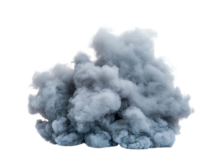 Fluffy white smoke cloud on transparent background, creating dramatic effect. Perfect for backgrounds or overlays in graphic design projects effects elements
