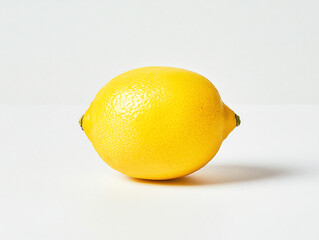 Fresh lemon on clean white background, showcasing its vibrant yellow color and smooth texture. This captures essence of freshness and simplicity