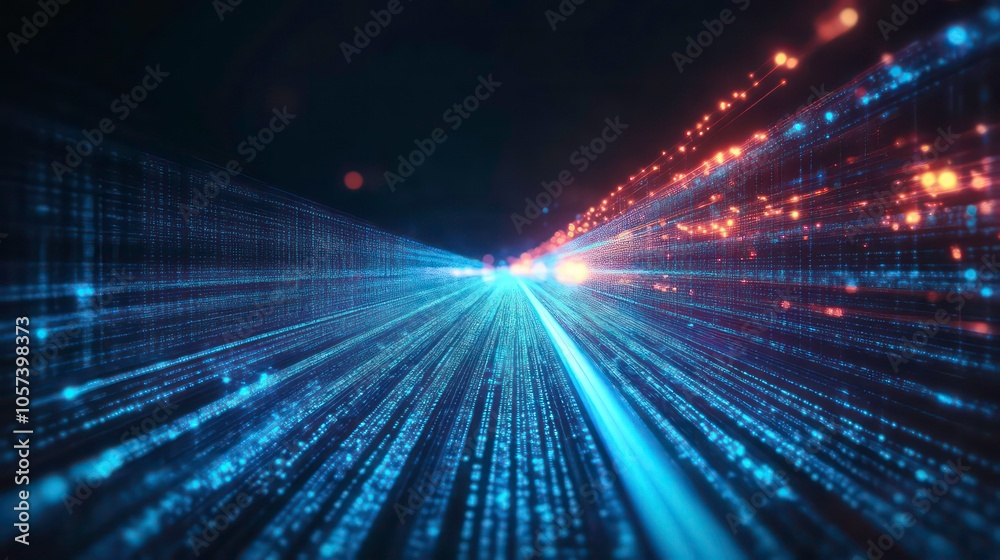 Aufkleber A dynamic representation of data flow, symbolizing speed and technology.