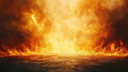 Divine judgment depicted through vivid imagery of fire and brimstone signifies the apocalypse, exploring the eternal battle of good vs evil and Gods wrath. Captivating visuals with ample copy space.