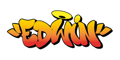 Edwin name in graffiti style. Vector illustration.