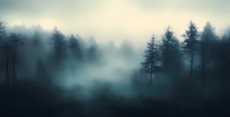 Fototapeta premium Dense fog over lush old growth forest