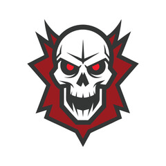 Tribal Skull Vector Illustration with Red Eyes.