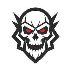 Tribal Skull Vector Illustration with Red Eyes.