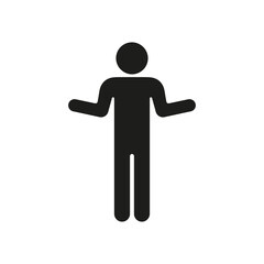 Person Shrugging Silhouette Icon. Confusion Gesture Symbol. Doubtful Pose Icon. Isolated Vector Illustration
