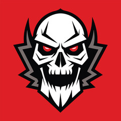 Tribal Skull Vector Illustration with Red Eyes.