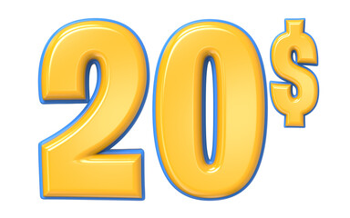 Blue And Yellow Number 3D Render