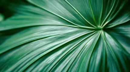 Obraz premium A close-up view of dark green leaves, creating a lush, tropical aesthetic.