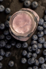 fresh cold yogurt with the taste and berries of ripe blueberries