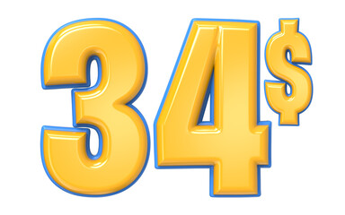 Blue And Yellow Number 3D Render