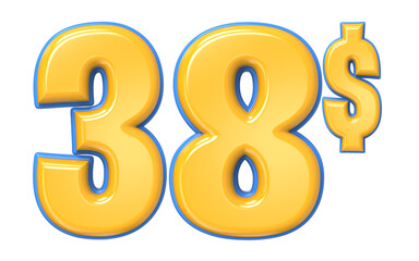 Blue And Yellow Number 3D Render