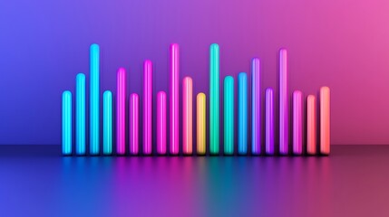 Obraz premium Vivid Synthwave Soundscape with Neon Equalizer Bars