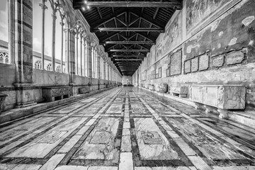 Image of Campo Santo or Camposanto Vecchio (old cemetery), a historical edifice at the northern edge of the Pisa Cathedral Square, Piazza dei Miracoli, Italy, Europe	