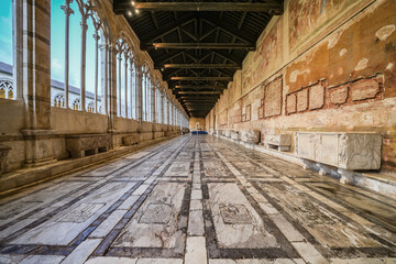 Image of Campo Santo or Camposanto Vecchio (old cemetery), a historical edifice at the northern edge of the Pisa Cathedral Square, Piazza dei Miracoli, Italy, Europe