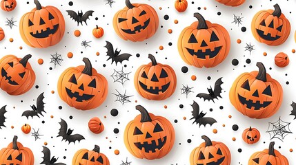 Halloween Pumpkins on White Background