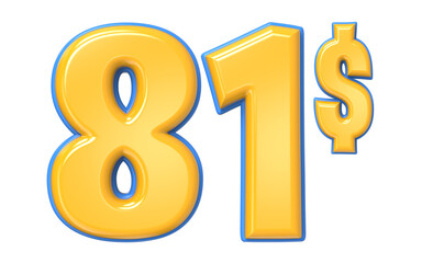 Blue And Yellow Number 3D Render