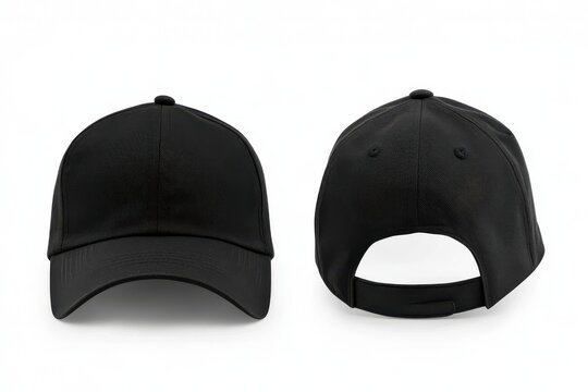 Black cap front and back on white background