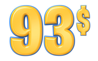 Blue And Yellow Number 3D Render