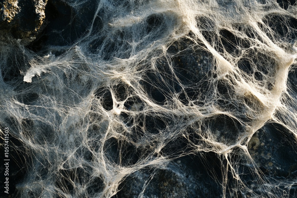 Aufkleber the image depicts an intricately woven web structure, highlighting the organic and natural complexit