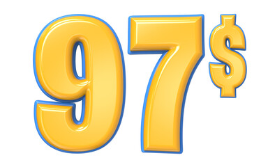 Blue And Yellow Number 3D Render