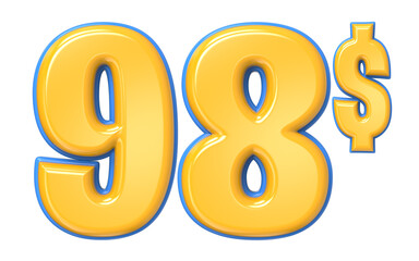 Blue And Yellow Number 3D Render