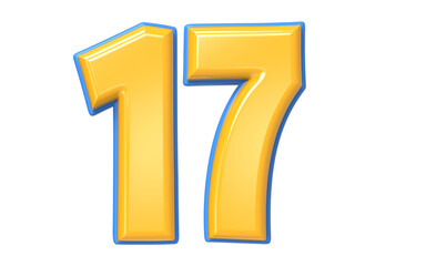 Blue And Yellow Number 3D Render