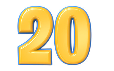 Blue And Yellow Number 3D Render