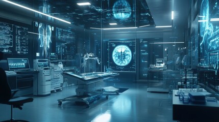 Futuristic medical lab with advanced imaging technology
