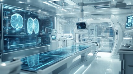 Futuristic medical lab with advanced imaging technology