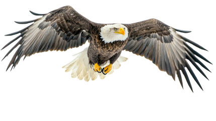 Obraz premium American bald eagle in flight isolated transparent background