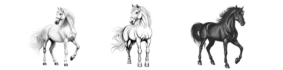 Obraz premium Stunning black and white horses in dynamic poses