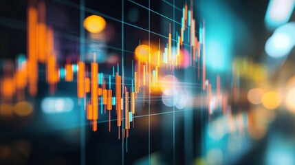 Fototapeta premium Stock market data visualization with colorful candlestick chart