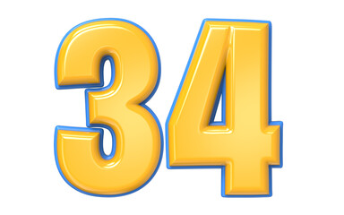Blue And Yellow Number 3D Render