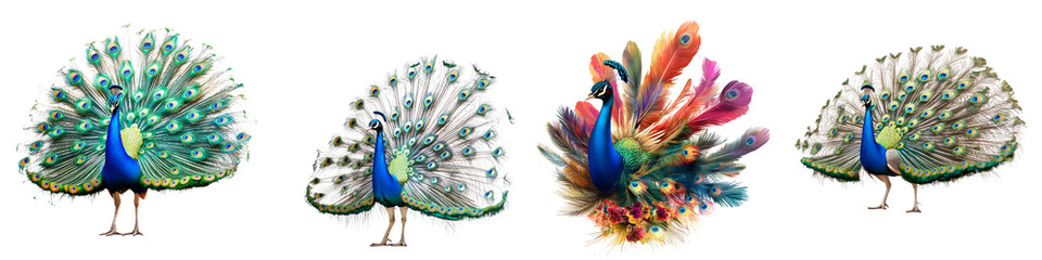 Obraz premium Vibrant peacock displays nature's colorful beauty