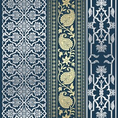 wedding card design, traditional paisley floral pattern , royal India	