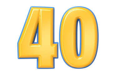 Blue And Yellow Number 3D Render