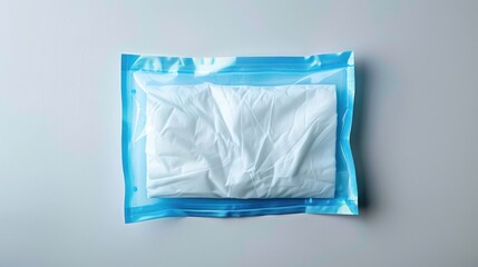 Fototapeta premium Open pack of wet wipes on white background with space for text.