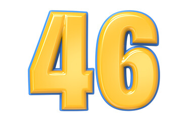 Blue And Yellow Number 3D Render