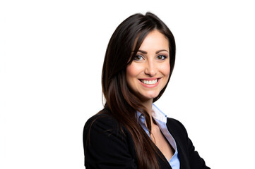 Smiling businesswoman portrait on white background