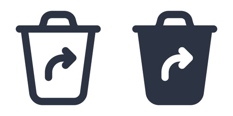 Re-send to Trash, Move to Trash or Trash Bin With Forward Arrow simple icons set designed in filled, outline, line and stroke style