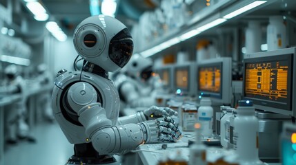 Futuristic Factory: Robots at Work in a Modern Industrial Setting