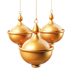 Obraz premium hanging golden paper oil lamps 3d cartoon style illustration